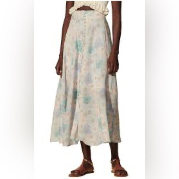 Sandro Cream and blue A-Line Maxi Skirt Resort Wear - Picture 1 of 14